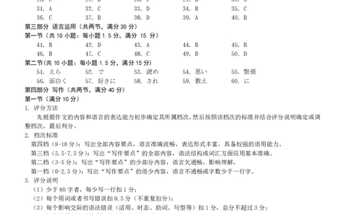 2025届重庆康德一诊日语答案_2025年1月_250119重庆市2025年普通高等学校招生全国统一考试（康德一诊）（全科）_日语