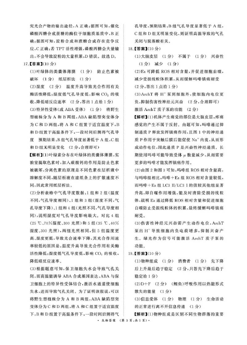 2025&mdash;2026学年高三9月高三质量检测生物试题答案解析评分细则2025&mdash;2026学年高三9月高三质量检测生物答案_2025年9月