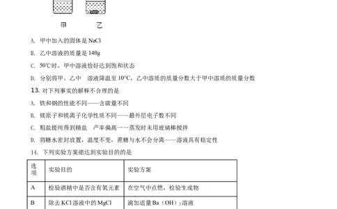 精品解析：江苏省盐城市2021年中考化学试题（原卷版）_中考真题_5.化学中考真题2015-2024年_地区卷_江苏省_盐城中考化学2008--2022年