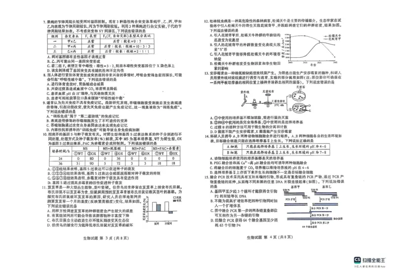2025届山东省潍坊市高三下学期5月三模生物试题（含答案）_2025年5月_250519山东省潍坊市2025届高三下学期三模考试（全科）