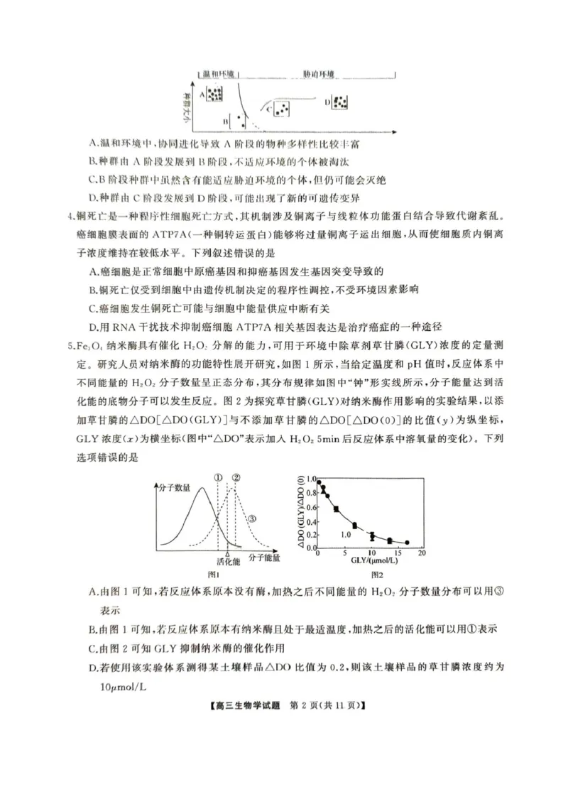 2025届湖南省娄底市高三下学期4月教学质量检测生物试题_2025年4月_2504192025届湖南天壹名校联盟高三4月大联考（娄底4月二模）（全科）
