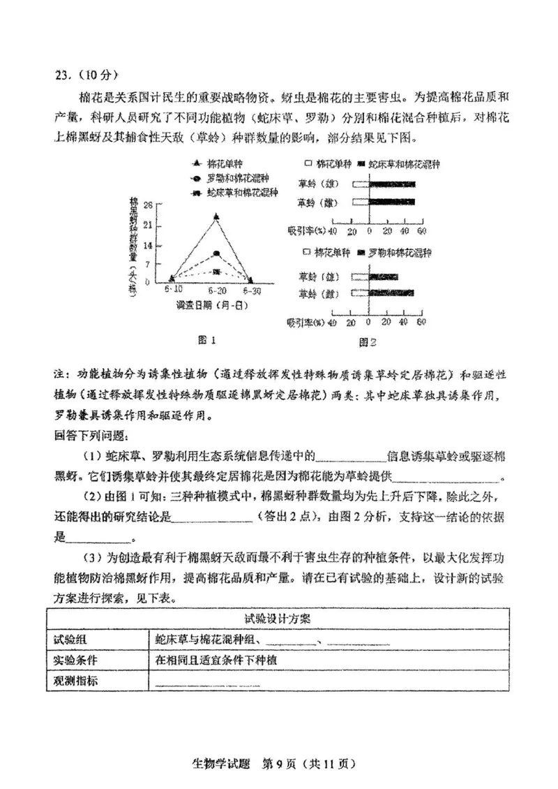2025届吉林省长春市高三质量监测(三)生物试题_2025年4月_250413吉林省长春市2025届高三下学期质量监测（三）（全科）_吉林省长春市2025届高三下学期质量监测（三）生物