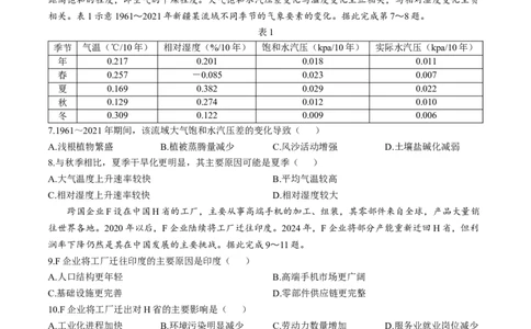 2025届福建省龙岩市高三下学期3月教学质量检测（一模）地理试题（含答案）_2025年3月_250310福建省龙岩市2025届高三下学期3月教学质量检测（全科）