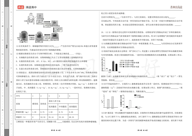 (8.4)-点睛押题卷&mdash;&mdash;北京卷_2024高考押题卷_132024高途全系列_26高途点睛卷_2024点睛密卷-生物