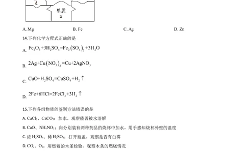 精品解析：四川省甘孜州2020年中考化学试题（原卷版）_中考真题_5.化学中考真题2015-2024年_2020中考化学真题（113份）_2020年中考真题精品解析化学（四川甘孜卷）精编word版
