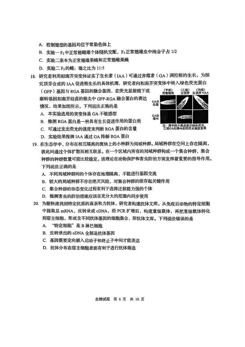 2025届山东省青岛市、淄博市高三下学期5月第二次适应性检测生物试卷(含答案)_2025年5月_2505102025届山东省青岛市、淄博市高三下学期5月第二次适应性检测（全科）