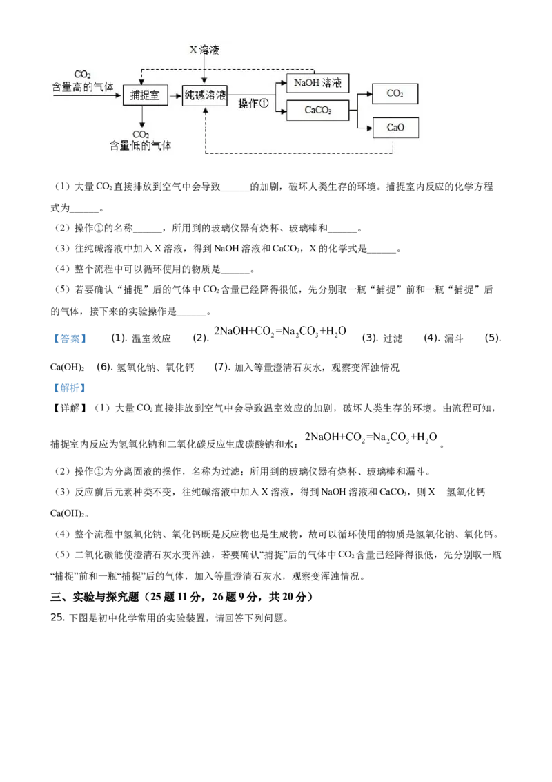 精品解析：湖南省怀化市2021年中考化学试题（解析版）_中考真题_5.化学中考真题2015-2024年_地区卷_湖南省_怀化化学12-222