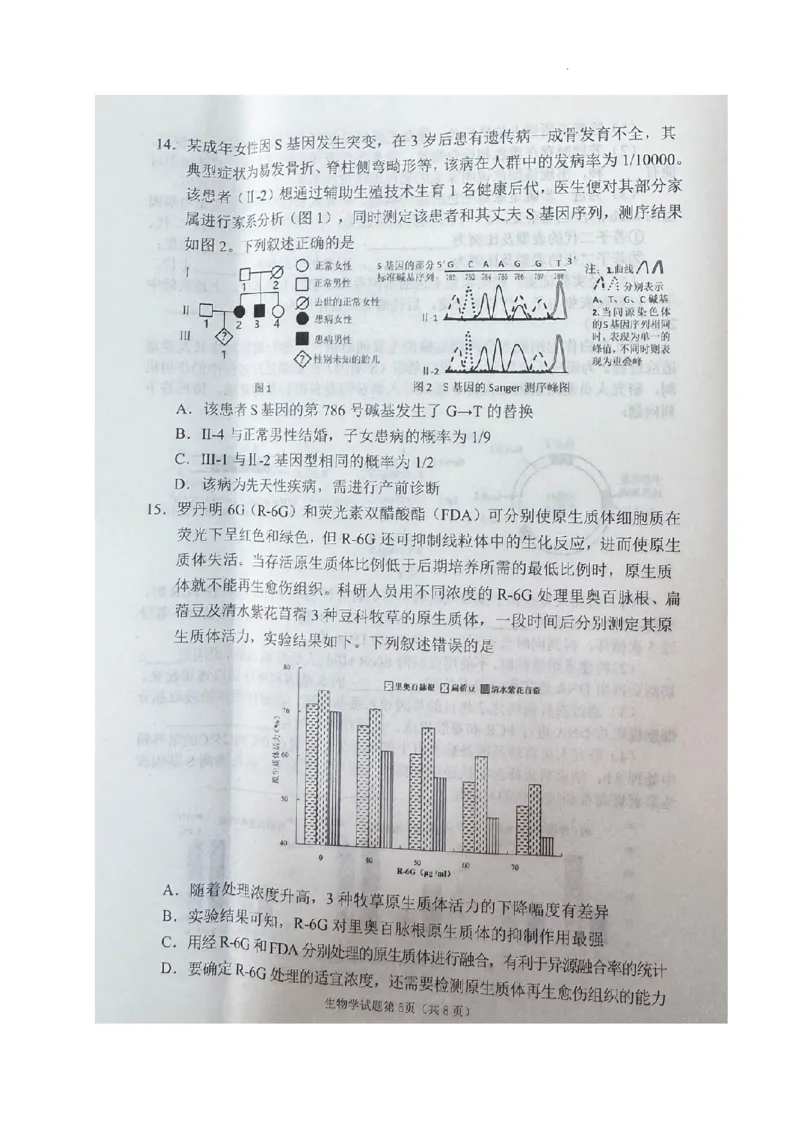 2025届四川省南充市高三下学期适应性考试生物试题_2025年2月_2502272025届四川省南充市高三第二次适应性考试（全科）_2025届四川省南充市高三第二次适应性考试生物