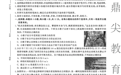 2025-2026学年鼎尖名校大联考物理_2025年10月_251013安徽省鼎尖名校大联考2025-2026学年高三上学期10月月考（全科）