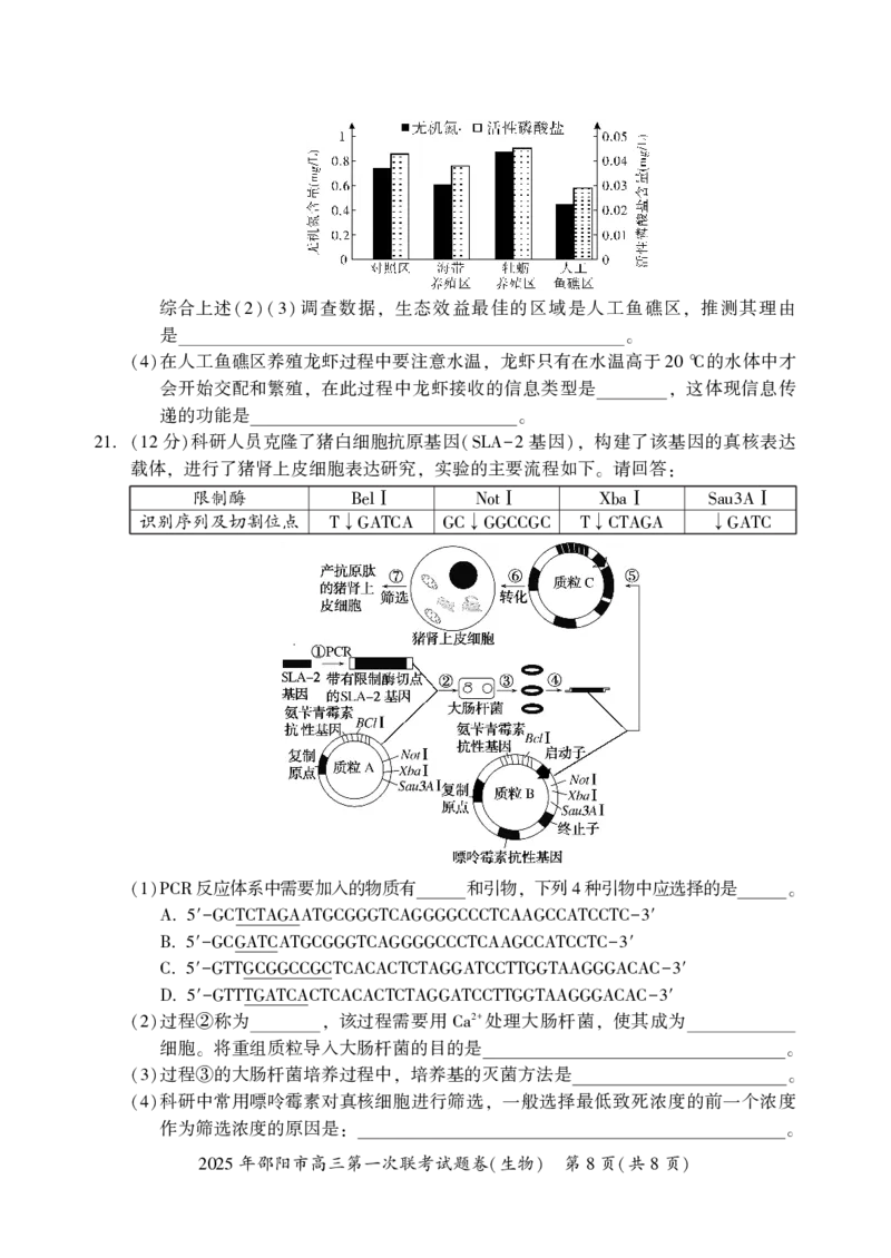 2025年邵阳市高三第一次联考生物试题_2025年1月_250120湖南省邵阳市2024-2025学年高三上学期期末考试（全科）_2025年邵阳市高三第一次联考生物试题