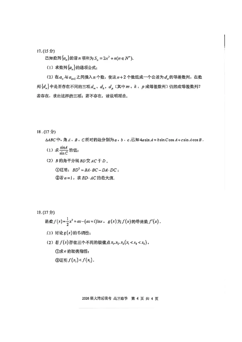 2026届广东省大湾区高三10月联合模拟考试数学试卷_2025年10月_2510232026届广东省大湾区高三10月联合模拟考试