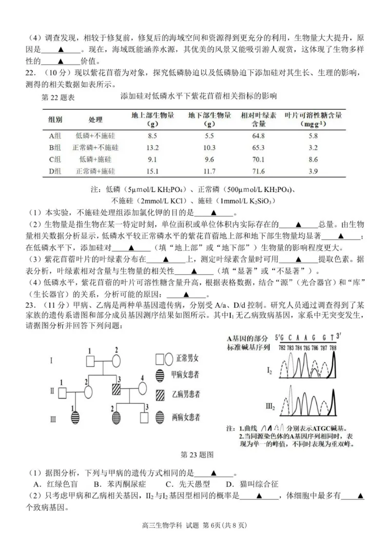 2510浙南联盟高三联考生物试卷_2025年10月_251010浙江省浙南名校联盟2026届高三上学期10月联考（全科）_浙江省浙南名校联盟2025-2026学年高三上学期10月联考生物试题