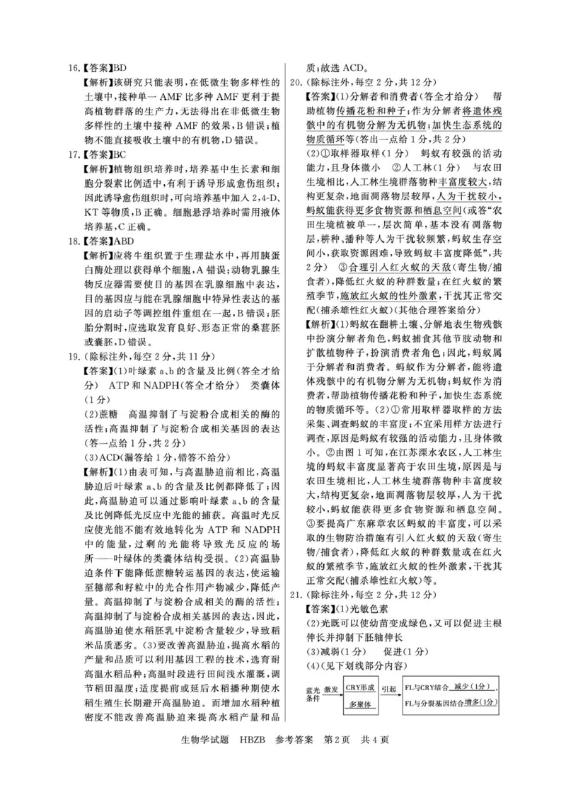 2025届高三部分重点中学3月联合测评(T8联考)生物试卷（河北版，含答案）_2025年3月_2503282025届八省八校高三部分重点中学3月联合测评（T8联考）（全科）