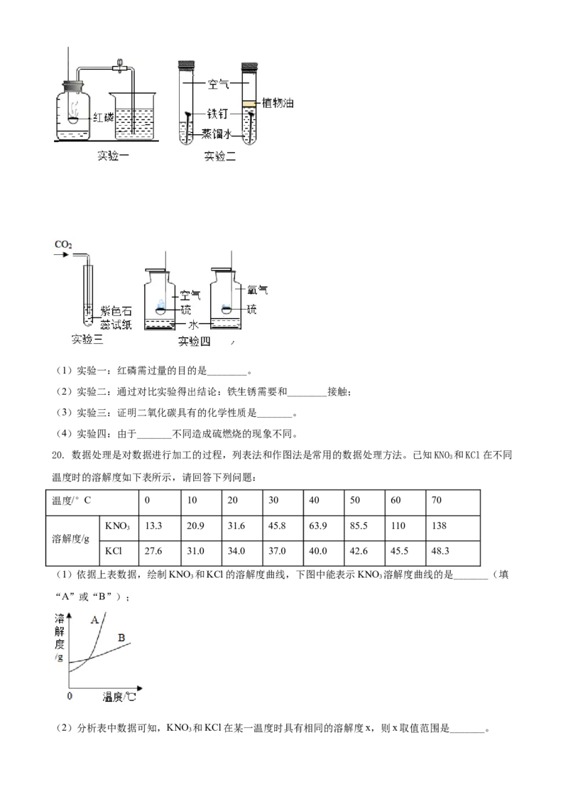 辽宁省营口市2021年中考化学试题（原卷版）_中考真题_5.化学中考真题2015-2024年_2021年中考化学真题（83份）_营口化学