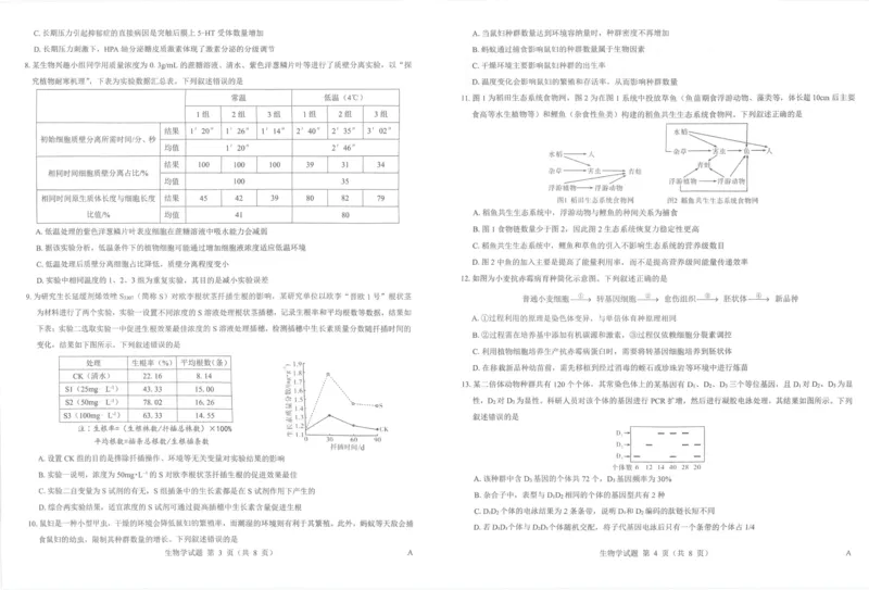 2025年太原市高三年级模拟考试（三）生物_2025年5月_250517山西省三重教育2025届高三5月押题考试（太原三模）(全科)