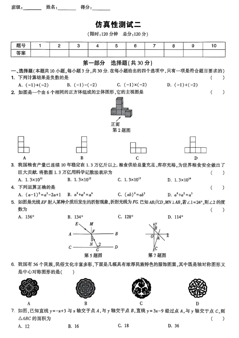 2026辽宁试题研究（数学-适应性测试+仿真性测试卷）_26《万唯中考试题研究》辽宁_2026《辽宁万唯试题研究》数学