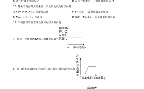 精品解析：湖南省湘潭市2021年中考化学试题（原卷版）_中考真题_5.化学中考真题2015-2024年_地区卷_湖南省_湘潭化学12-22