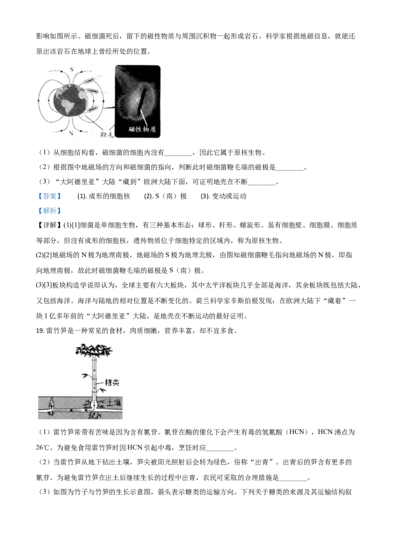 精品解析：浙江省衢州市2020年中考科学试题（解析版）_中考真题_7.政治中考真题2015-2024年_2020政治真题79份_2020年中考真题精品解析科学（浙江衢州卷）精编word版