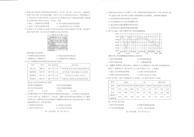 25届武汉市二月调考历史试卷_2025年2月_250228武汉市2025届高中毕业生二月调研考试（全科）_武汉市2025届高中毕业生二月调研考试历史