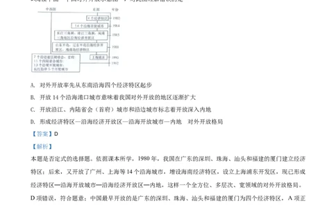 精品解析：四川省广元市2020年中考历史试题（解析版）_中考真题_6.历史中考真题2015-2024年_2020历史真题79份_2020年中考真题精品解析历史（四川广元卷）精编word版