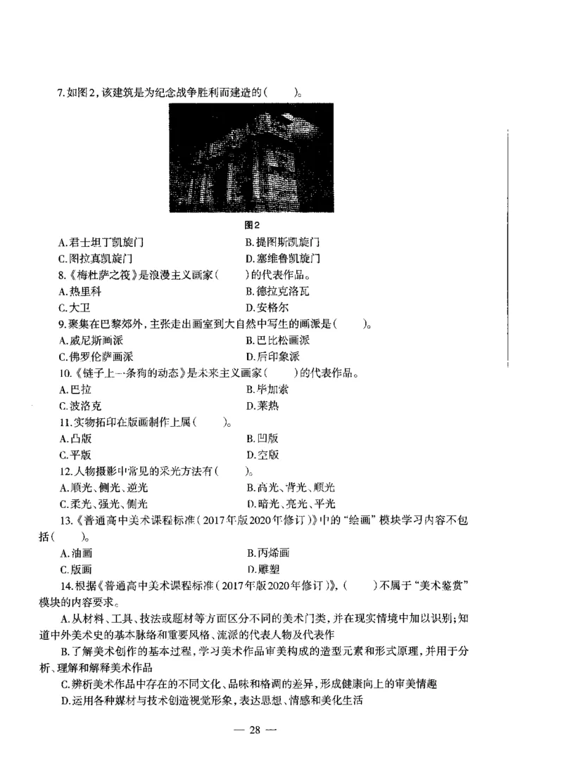 高中美术标准预测试卷题目6-10_4-教培资料-26年最新资料-同步更新_科一科二电子资料合集中小幼（笔记真题知识点汇总等）文件多，按需保存_各机构笔记合集（中小幼）推荐