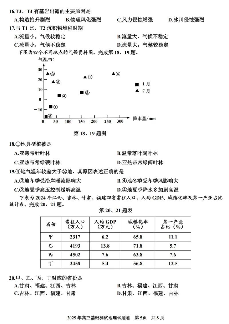 2025年嘉兴市高三基础测试+地理_2025年9月_250920浙江省嘉兴市2025年9月高三基础测试（全科）_浙江省嘉兴市2025年9月高三基础测试地理
