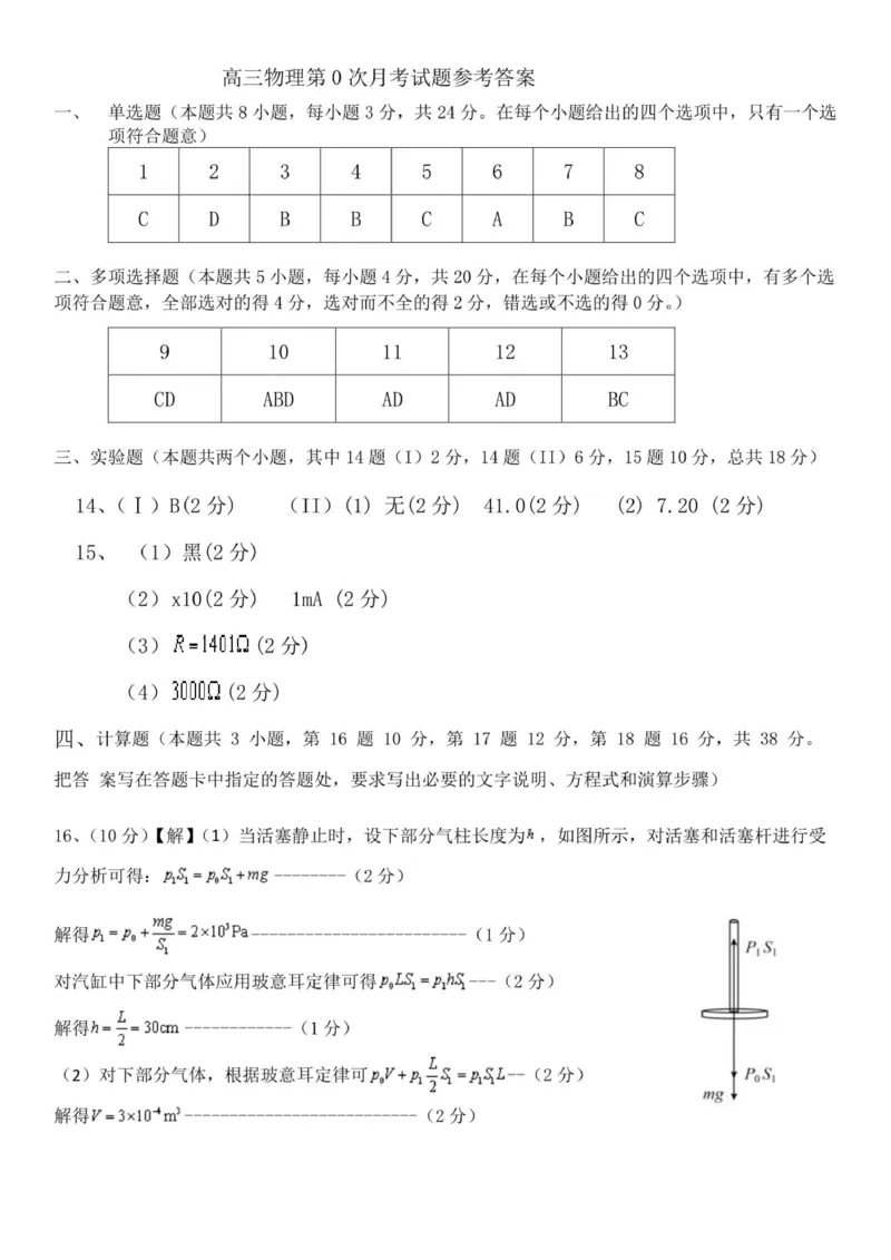 2026届高三第0次月考物理试题参考答案_2025年9月_250909海南省海口市海南中学2025-2026学年高三上学期9月月考_海南省海口市海南中学2025-2026学年高三上学期9月月考物理试题（含答案）