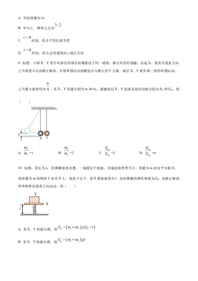 2025年1月八省联考高考综合改革适应性测试&mdash;&mdash;高三物理试卷Word版无答案（四川）_2025年1月_❤2025年高考综合改革适应性演练（八省联考）(1)