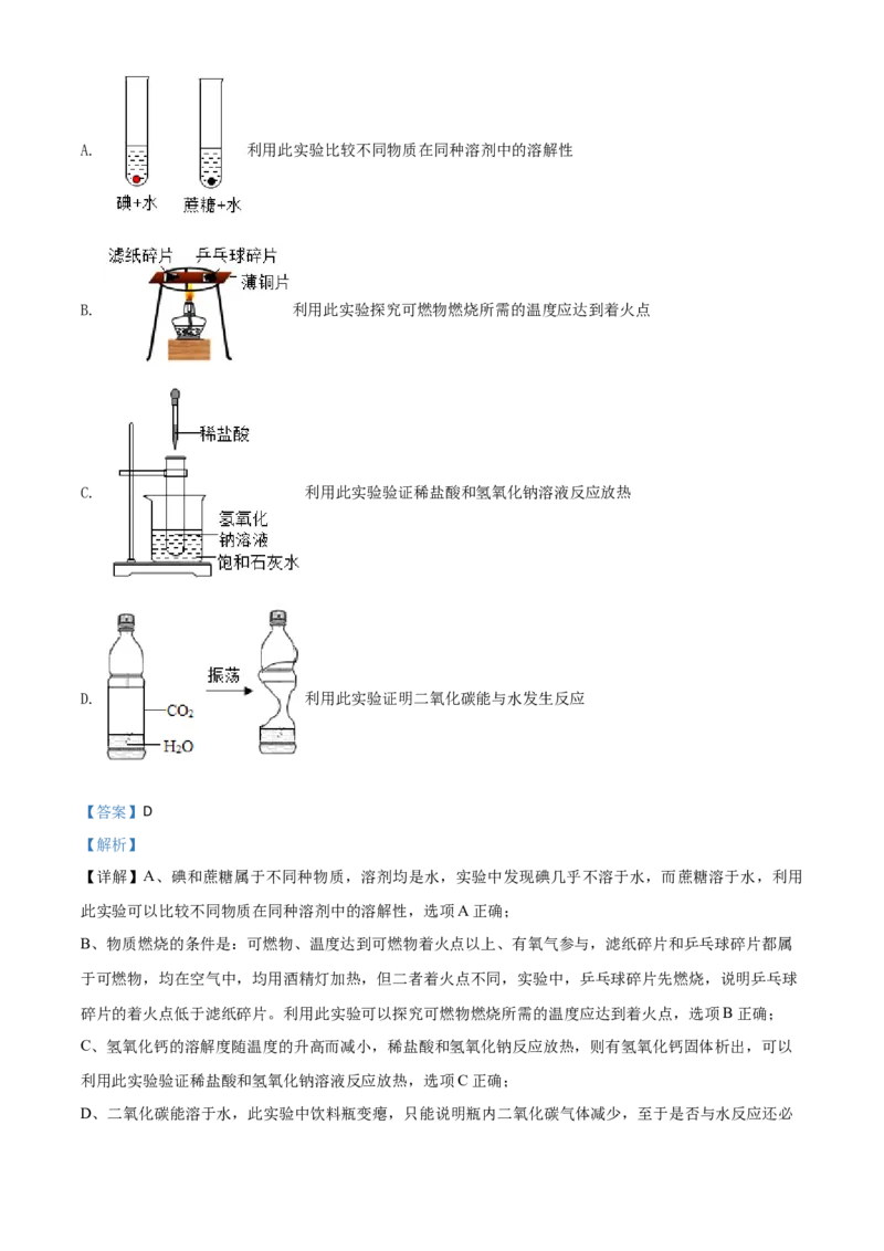 精品解析：江苏省无锡市2020年中考化学试题（解析版）_中考真题_5.化学中考真题2015-2024年_2020中考化学真题（113份）_2020年中考真题精品解析化学（江苏无锡卷）精编word版