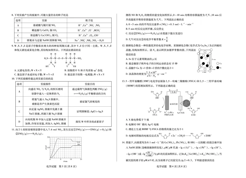 化学安徽高三8月秋季检测_2025年8月_250830天一大联考&middot;安徽省2025-2026学年高三上学期8月秋季检测（全科）_天一大联考&middot;安徽省2025-2026学年高三上学期8月秋季检测化学