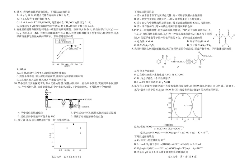 化学2025届江西省上进联考高三年级４月联考检测_2025年5月_05022025届江西省上进联考高三年级４月联考检测（全科）