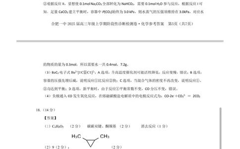 化学答案_2025年1月_250102安徽省十联考合肥市第一中学等校2025届高三上学期阶段性诊断检测_安徽省十联考合肥市第一中学等校2025届高三上学期阶段性诊断检测化学
