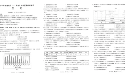 2025届陕西省汉中市高三下学期质量检测考试（二模）历史试题+答案_2025年4月_2504062025届陕西省汉中市高三下学期质量检测考试（二模）（全科）