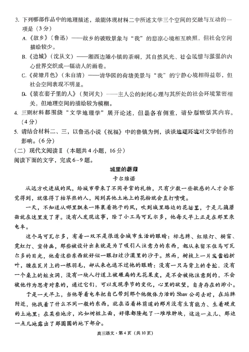 云南省保山市2024-2025学年高三上学期1月期末质量监测语文_2025年1月_250120云南省保山市2024-2025学年高三上学期1月期末质量监测试题