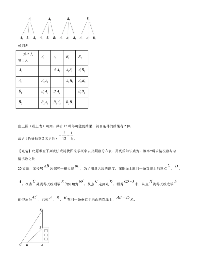 精品解析：湖北省随州市2020年中考数学试题（解析版）_中考真题_2.数学中考真题2015-2024年_2020全国多省多地中考数学真题126份_2020年中考真题精品解析数学（湖北随州卷）精编word版