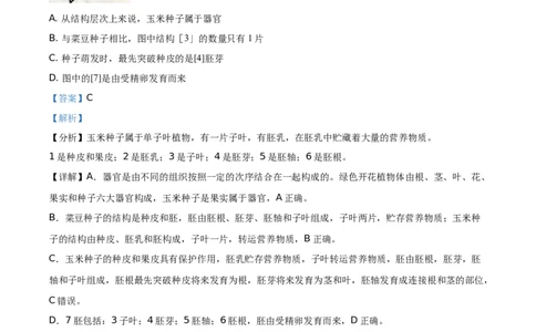 精品解析：湖南省衡阳市2021年中考生物试题（解析版）_中考真题_8.生物中考真题2015-2024年_地区卷_湖南省_湖南衡阳生物17-22