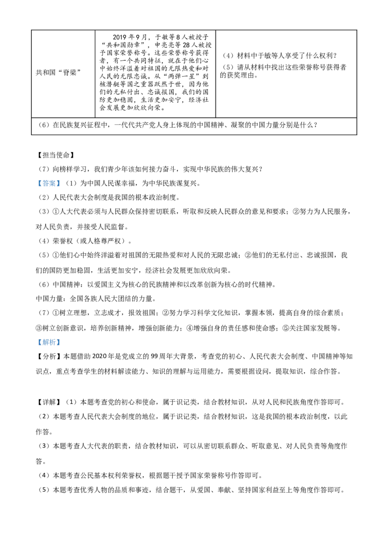 精品解析：广西壮族自治区贺州市2020年中考道德与法治试题（解析版）_中考真题_7.政治中考真题2015-2024年_2020政治真题79份_2020年中考真题精品解析道德与法治（广西贺州卷）精编word版