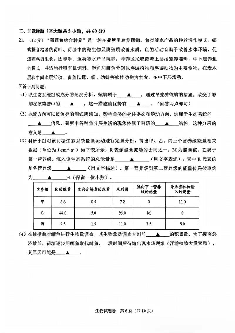 2025届浙江省绍兴市高三下学期4月二模生物试题_2025年4月_250411浙江省绍兴市2025届高三下学期4月二模（全科）_浙江省绍兴市2025届高三下学期4月二模试题生物