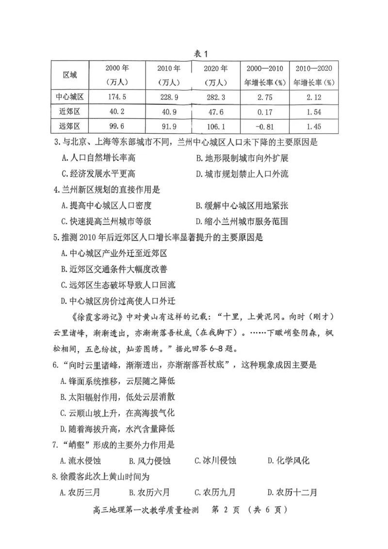 2026届福建省漳州市高三上学期第一次质检（开学）地理试题_2025年9月_250903福建省漳州市2026届高中毕业班第一次质量检测（全科）_福建省漳州市2026届高中毕业班第一次质量检测地理