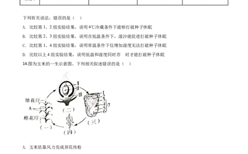 精品解析：四川省内江市2020年中考生物试题（原卷版）_中考真题_8.生物中考真题2015-2024年_2020生物真题74份_2020年中考真题精品解析生物（四川内江卷）精编word版