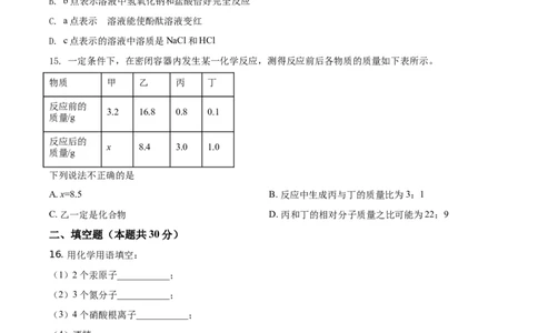 精品解析：湖南省常德市2021年中考化学试题（原卷版）_中考真题_5.化学中考真题2015-2024年_地区卷_湖南省_化学常德11-22