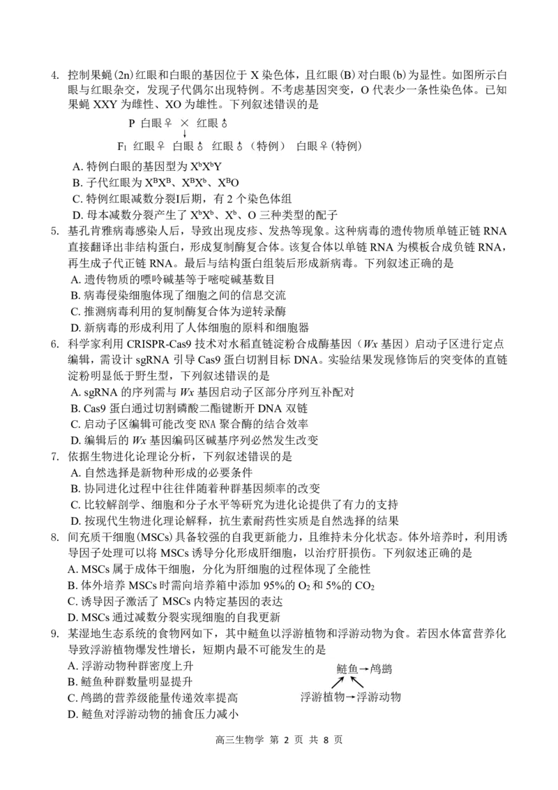 2026届深圳市高三年级第一次模拟联测试卷(生物试卷)_2025年11月_2511072026届广东省深圳市高三上学期第一次模拟联测（全科）_2026届深圳市高三年级第一次模拟联测试卷(生物)