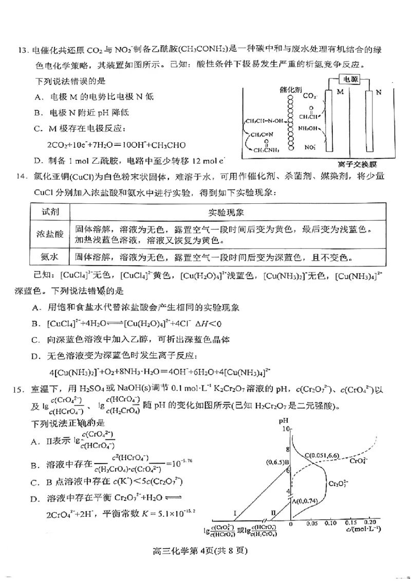 2025年山东烟台、德州、东营高考诊断性测试（一模）化学_2025年3月_250305山东省烟台市、德州市、东营市2025年3月高三高考诊断性测试（一模）（全科）