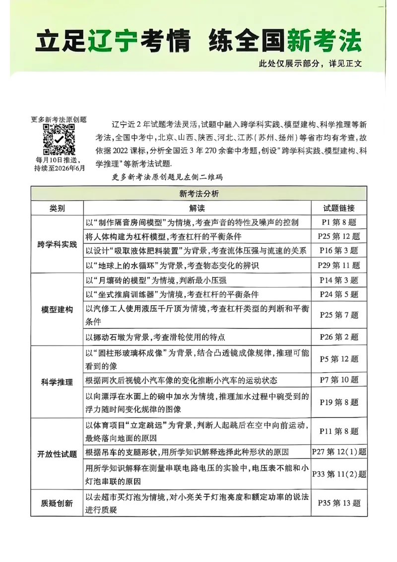 2026辽宁万唯试题研究（物理-2分层作业本）_26《万唯中考试题研究》辽宁_2026《辽宁万唯试题研究》物理