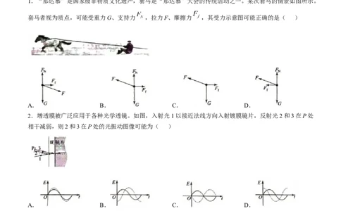 2025年1月内蒙古普通高等学校招生考试适应性测试（八省联考）物理试题_2025年1月_2501062025年高考综合改革适应性演练（八省联考）