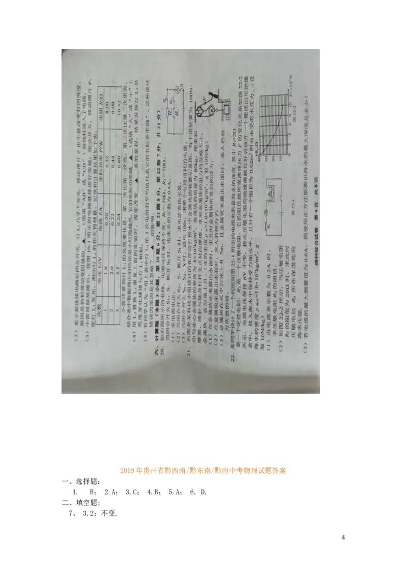 贵州省、黔西南州、黔南州黔东南州2019年中考物理真题试题（扫描版）_中考真题_4.物理中考真题2015-2024年_2019年中考物理真题175份