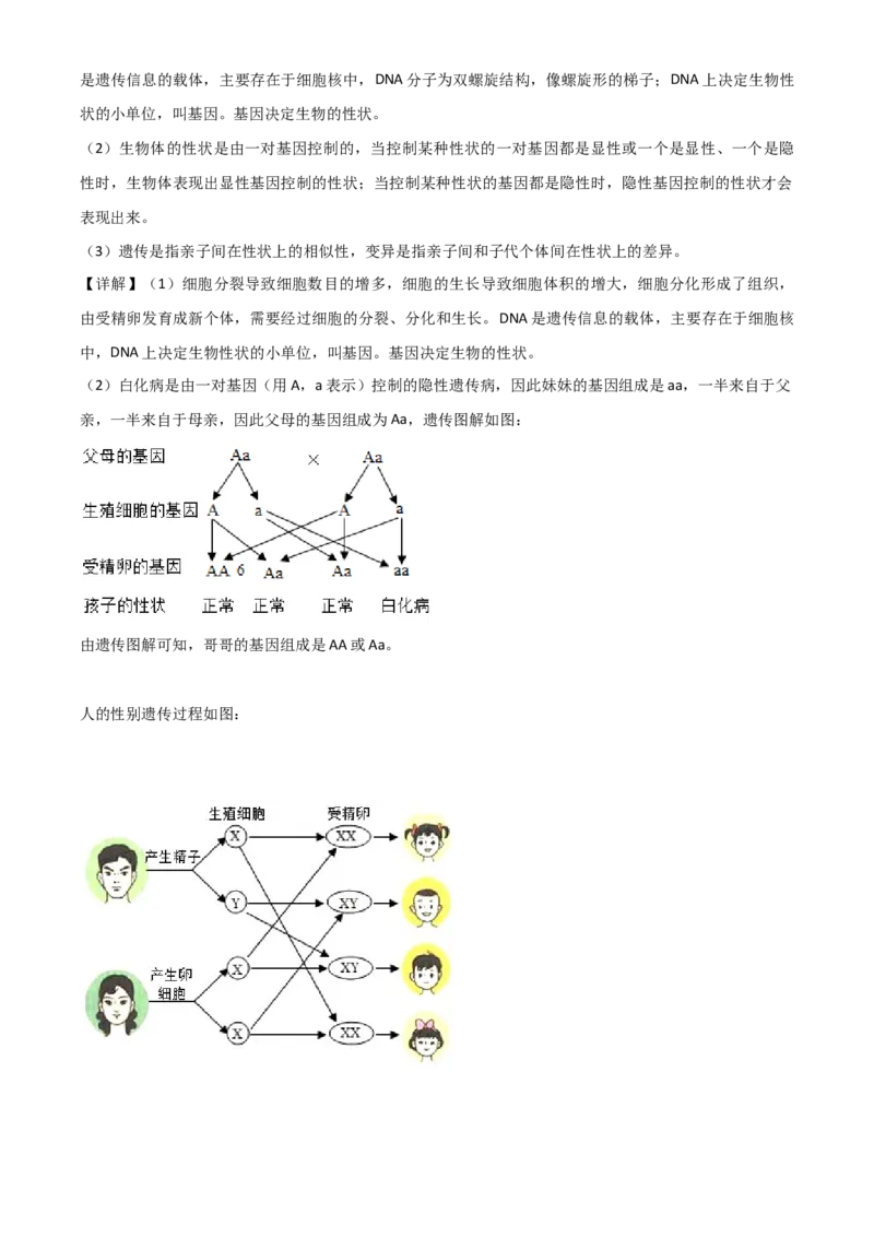精品解析：广东省2020年中考生物试题（解析版）_中考真题_8.生物中考真题2015-2024年_2020生物真题74份_2020年中考真题解析生物(广东卷)精编word版