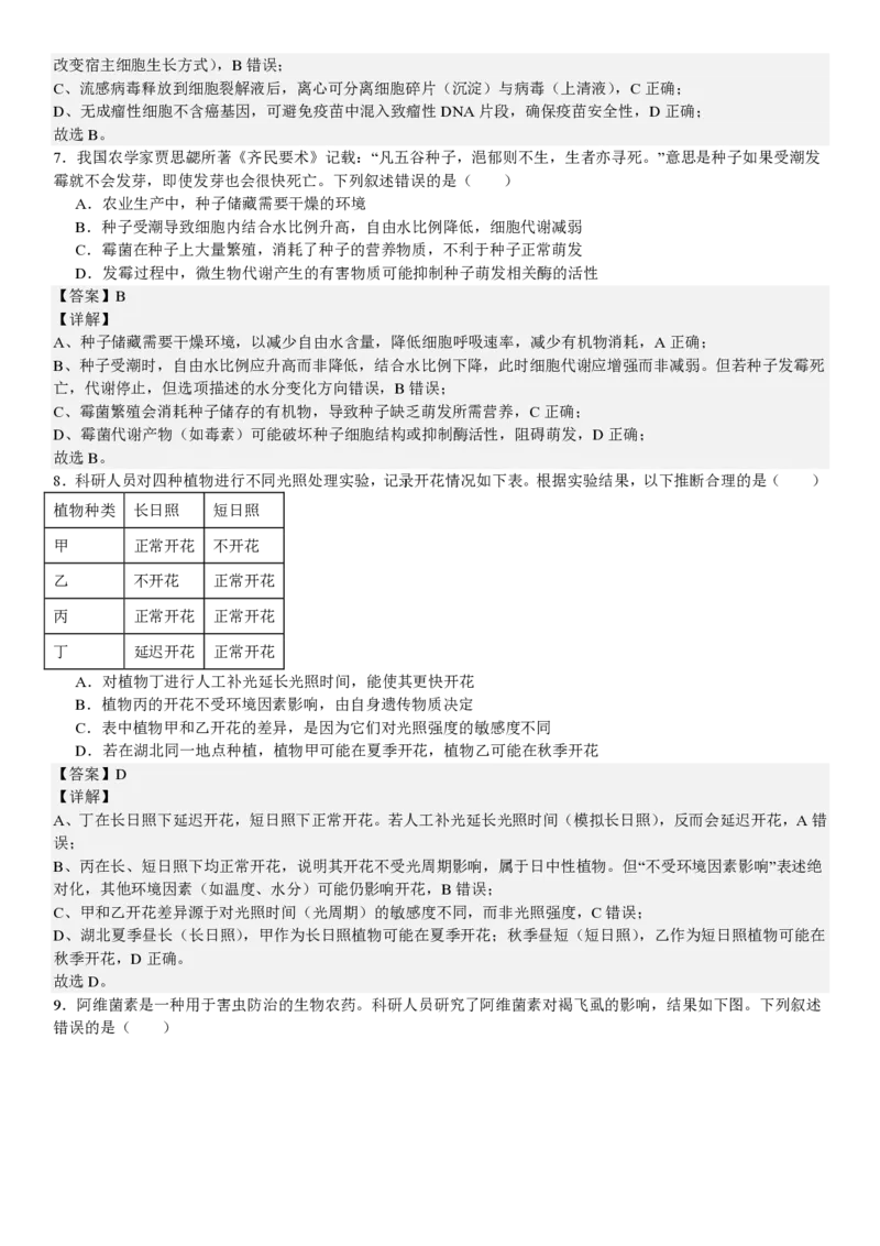 湖北生物-答案_1.高考2025全国各省真题+答案_00.2025各省市高考真题及答案（按省份分类）_7、湖北卷（9科全）_6.生物