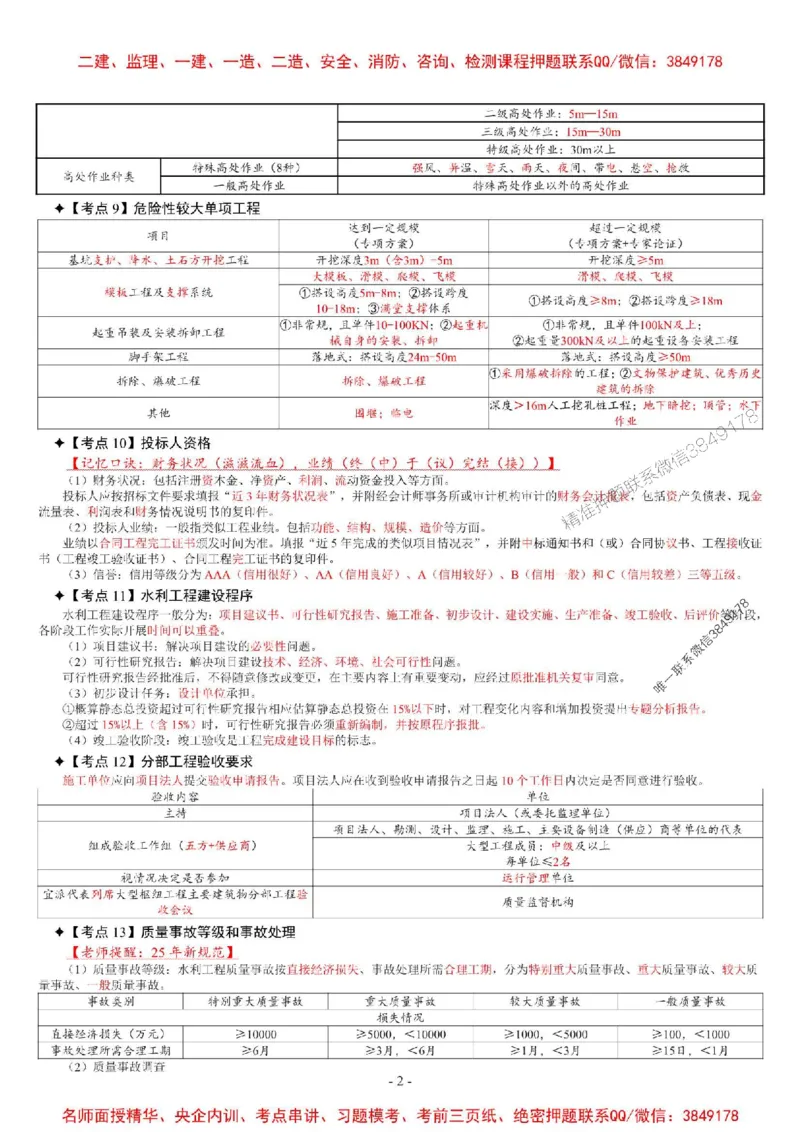 2025年一级建造师《水利水电管理与实务》考前三页纸_2026年一级建造师_2026年一建水利_2025年一建水利SVIP_05-考前密训✿央企特训✿机构普押_07-水利《央企内部3页纸》SMR推荐
