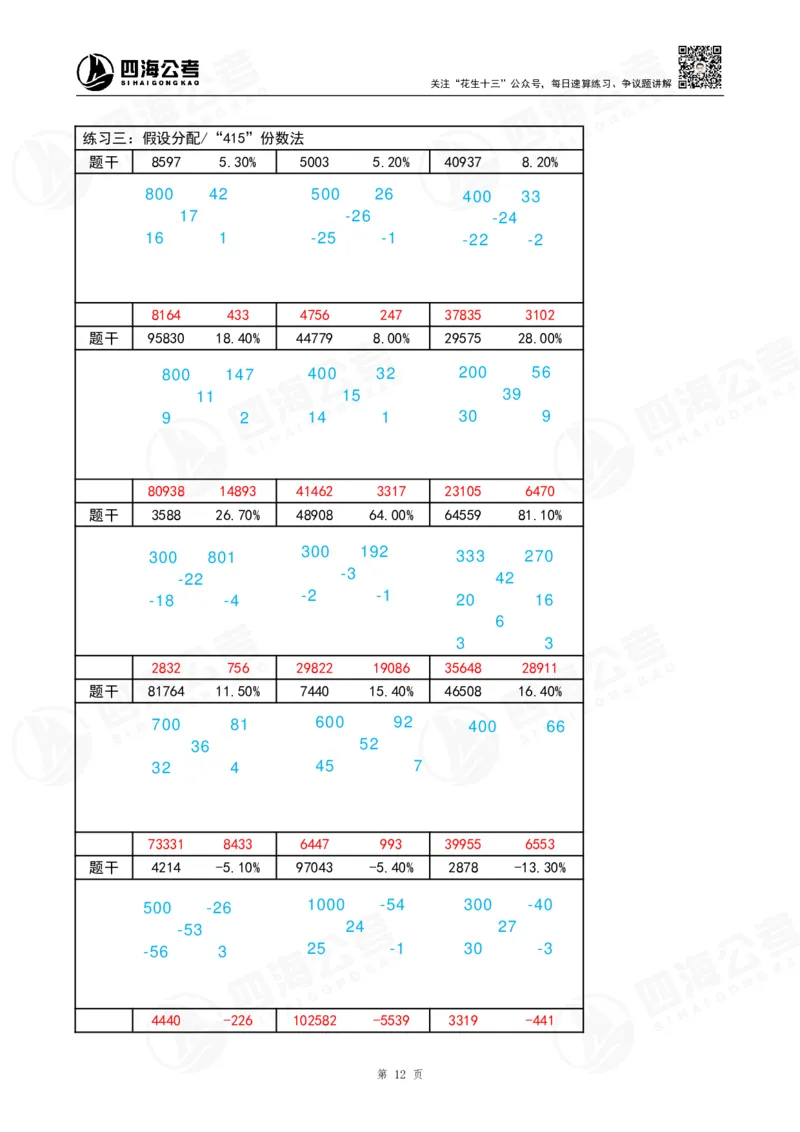 速算练习6_2026考公资料_（01）花生十三_速算2026年四海拾伊15天速算训练营_答案